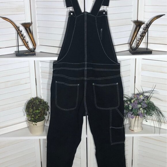 Forever 21 Denim Overalls Jumpsuit Contrast Stitch Blue Small - Picture 4 of 15
